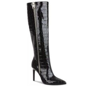 INC International Concepts Women’s Sabrinaa Zip Knee‑High Boots Black Croc 9.5M